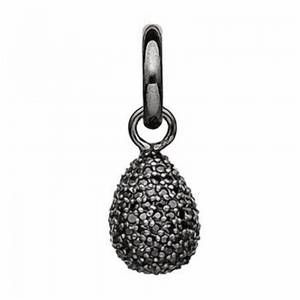 NEW STORY JEWELLERY women's pave sparkle drop charm pendant in silver black